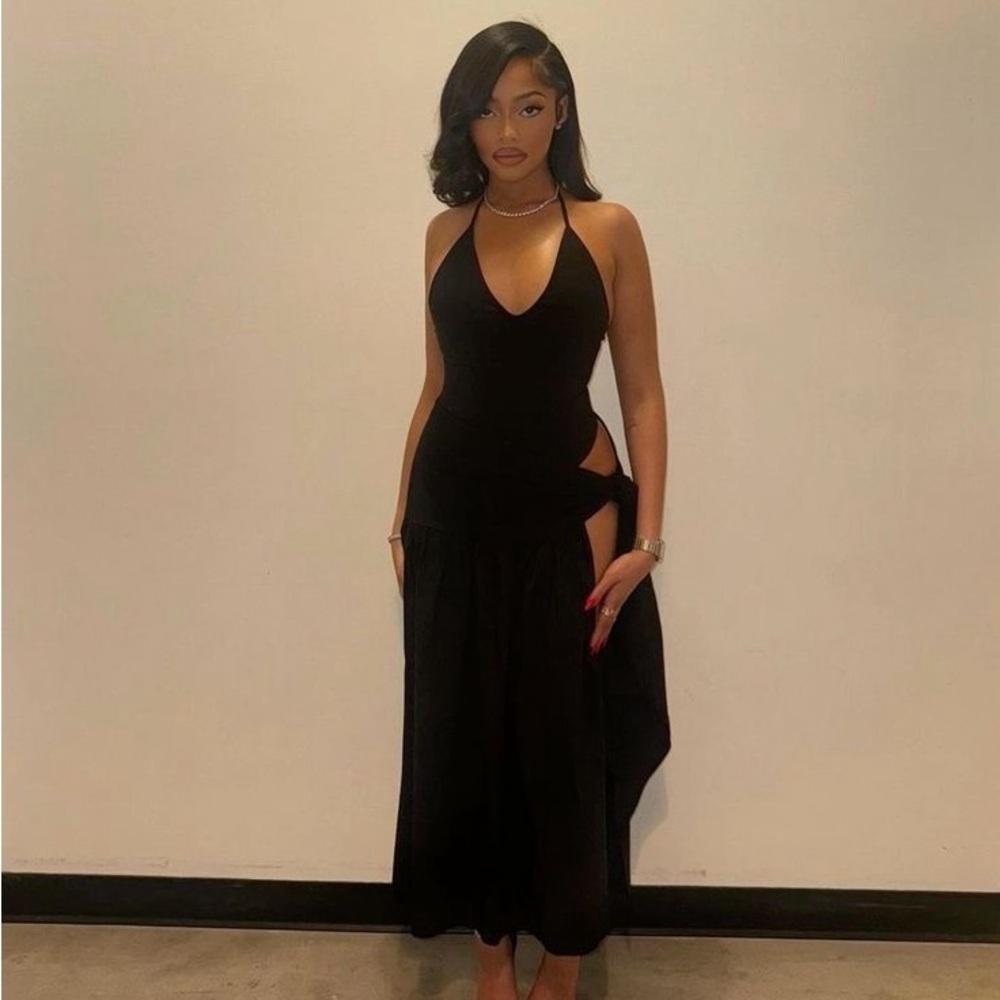 Elegant Black Halter Dress